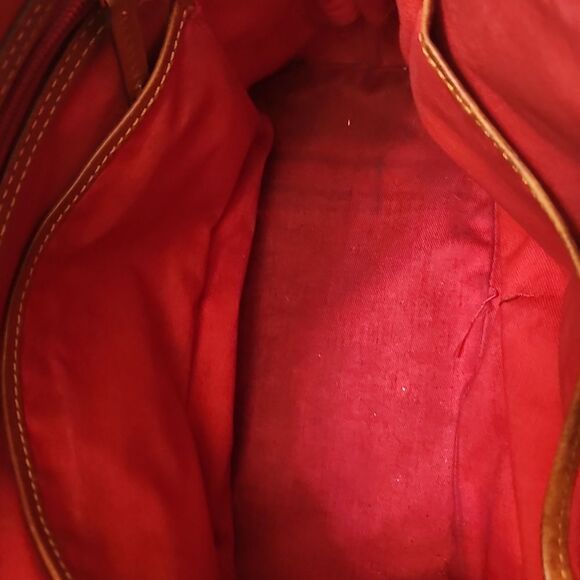 Dooney & Bourke Cream & Brown Ostrich-Inspired Leather Zip Satchel - Picture 15 of 16